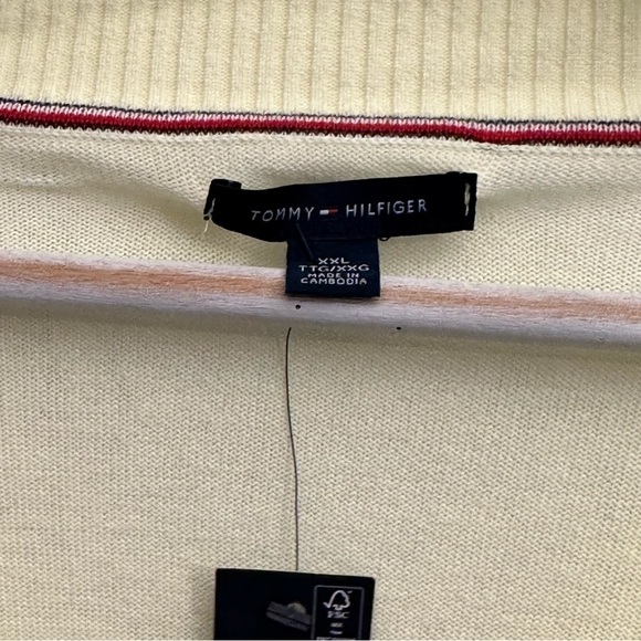 TOMMY Hilfiger V-neck Sweater Men’s XXL yellow 100% cotton‎ NWT - Picture 6 of 8